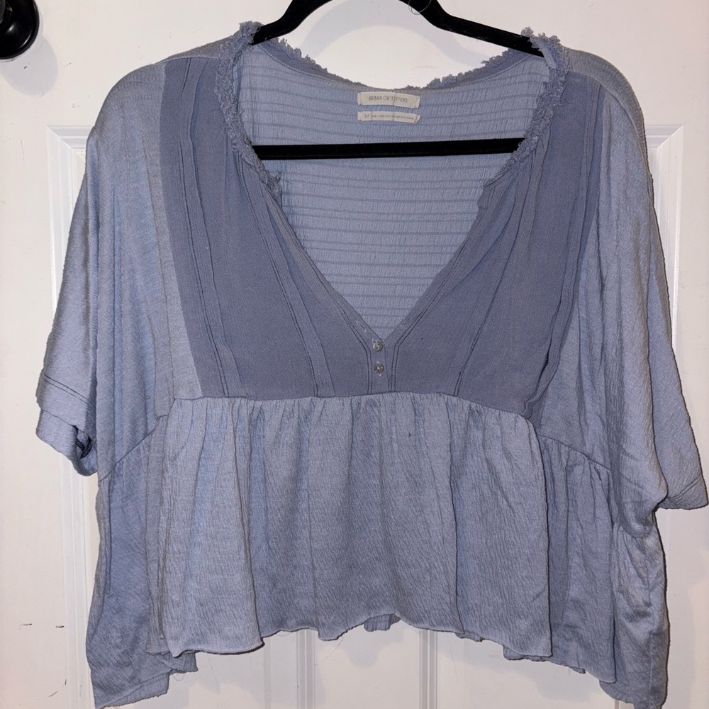 Urban Outfitters Gray Ruffled Crop Blouse